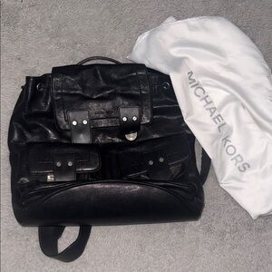 Michael Kors Jet Black Leather Backpack